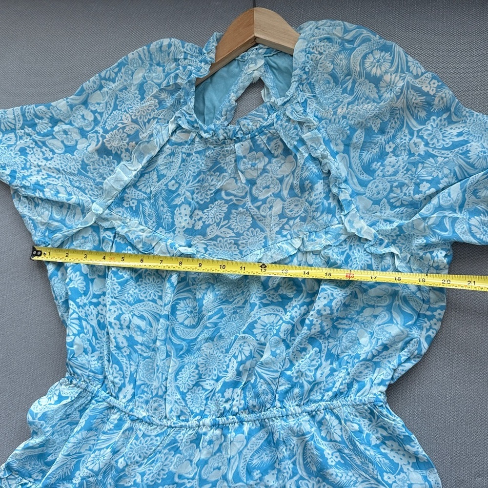 Anthropologie Long-Sleeve Backless Sheer Ruffle Mini Dress , Size L - Picture 9 of 13